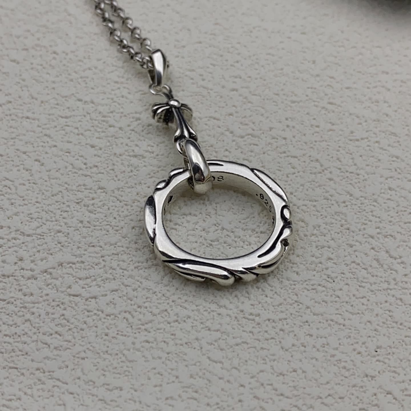 Chrome Hearts Silver Circle Pendant Necklace